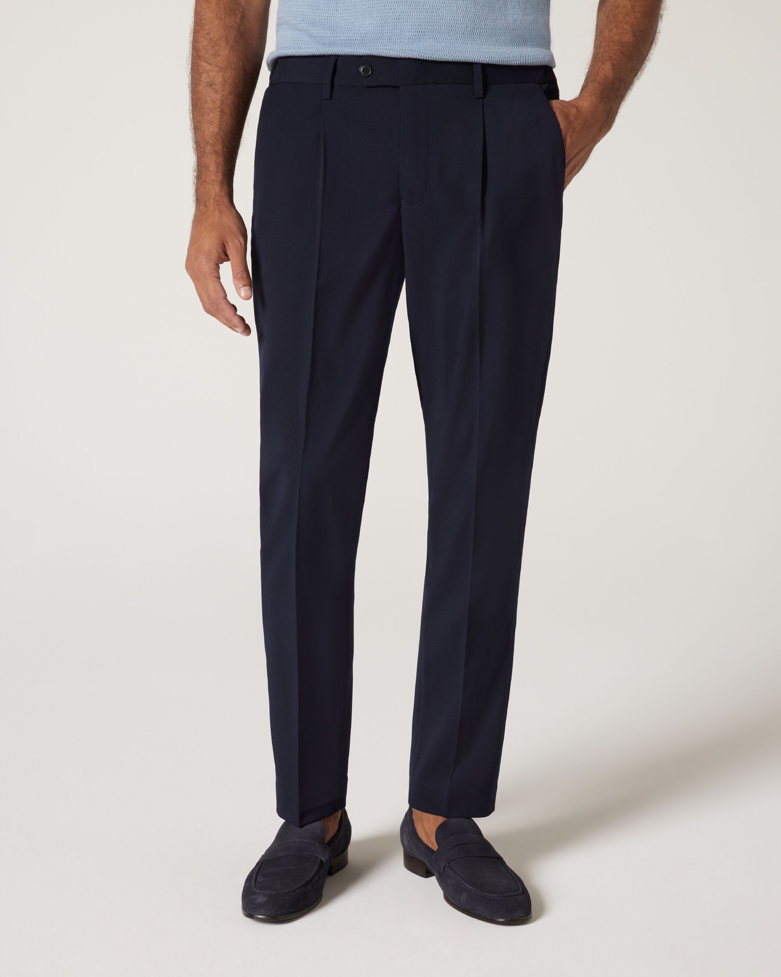 ENNOY WOOL BLEND EASY PANTS (NAVY)